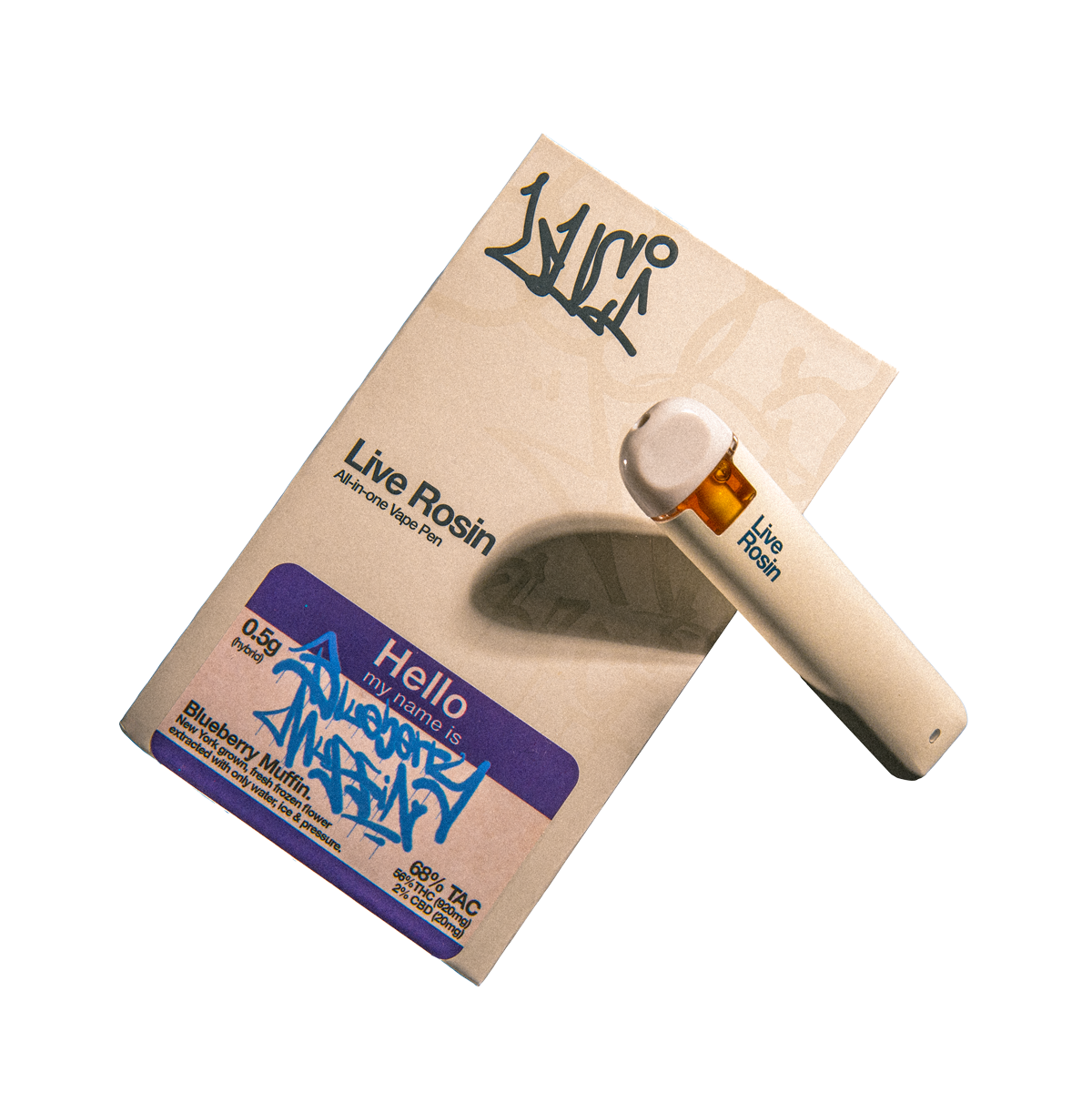 Blueberry Muffin. 0.5g Live Rosin All-In-One Vape Pen