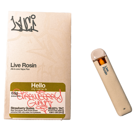 Strawberry Guava. 0.5g Live Rosin All-In-One Vape Pen