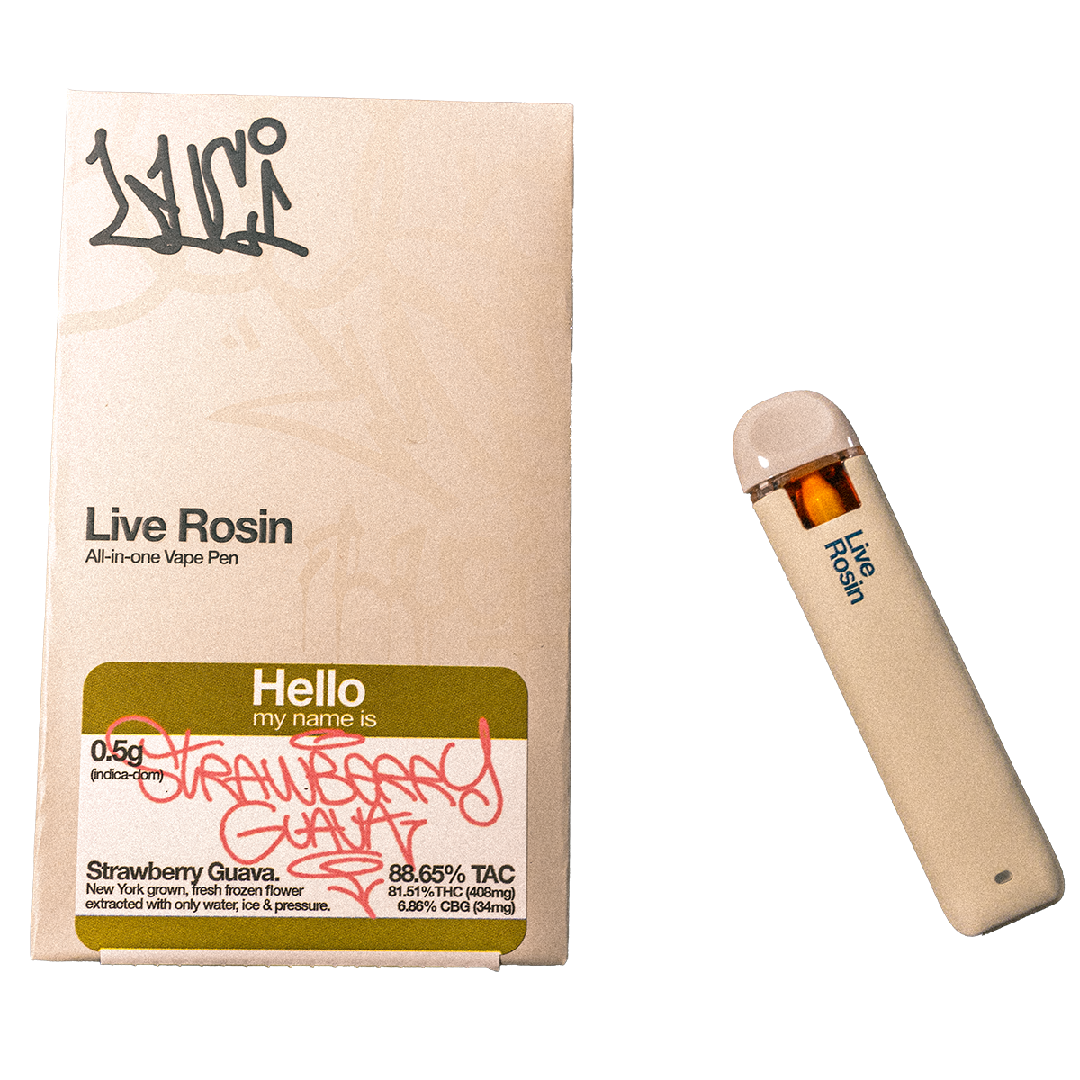 Strawberry Guava. 0.5g Live Rosin All-In-One Vape Pen